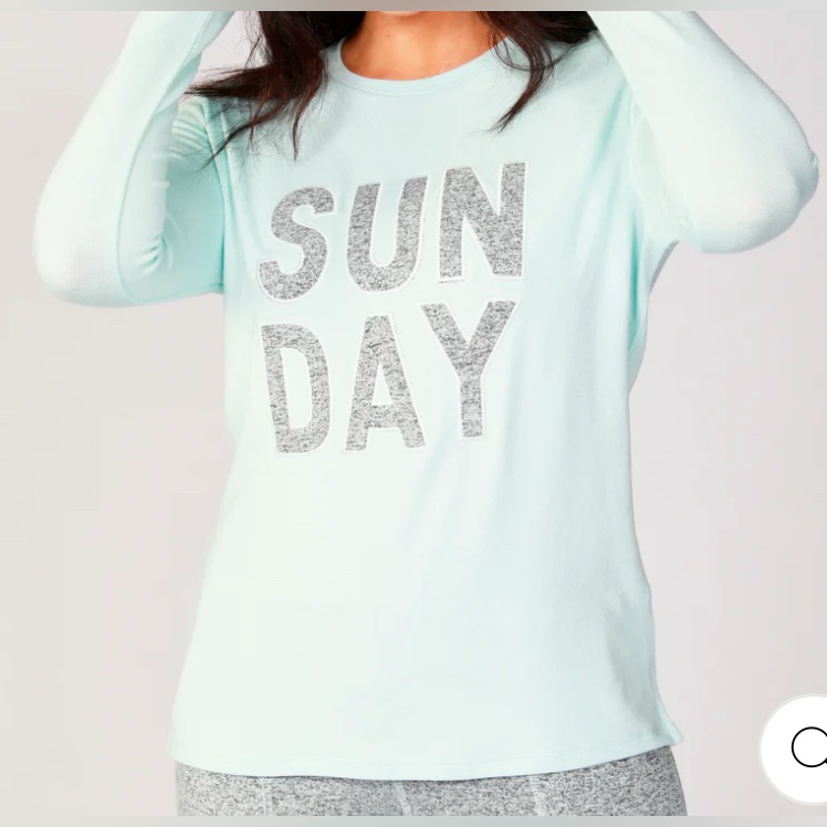 French Kyss Mint 'Sunday' Graphic Long Sleeve Tee - Nwt - Size M